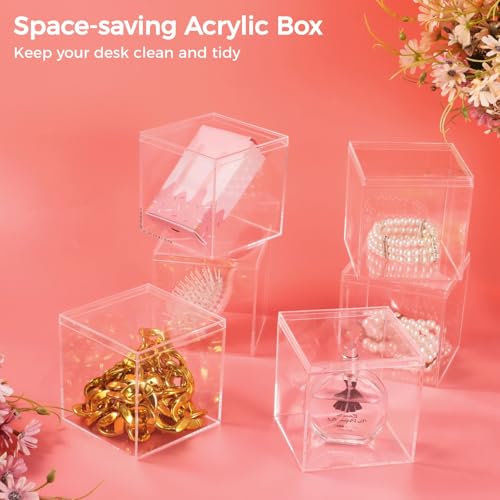 Homaisson 12 PCS Acrylic Square Cube 3 x 3 x 3 Inches, Small Clear Plastic Display Boxes with Lids, Clear Acrylic Storage Square Cube Boxes, Display Case Container for Candy Jewelry Tiny Items - size: 3 x 3 x 3 inch