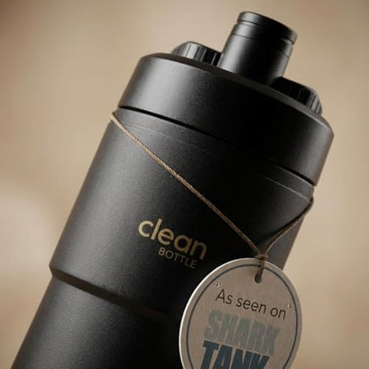 The Clean Hydration Co Insulated Bike Water Bottle 23 oz | Easy Clean Nozzle, Easy Squeeze Sports Bottle | BPA Free Cycling Bottle for Road & Mountain Biking, Gym & Travel | Matte Black - color: Matte Black