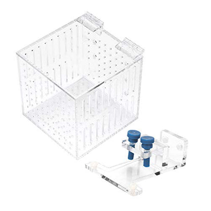 Aquarium Fish Tank Isolation Box Transparent Acrylic Multifunctional Adjustable Height for Open Fish Tanks or Fish Tanks with Pull Bar Size 10.5x10.5x10.5 cm Includes Bracket