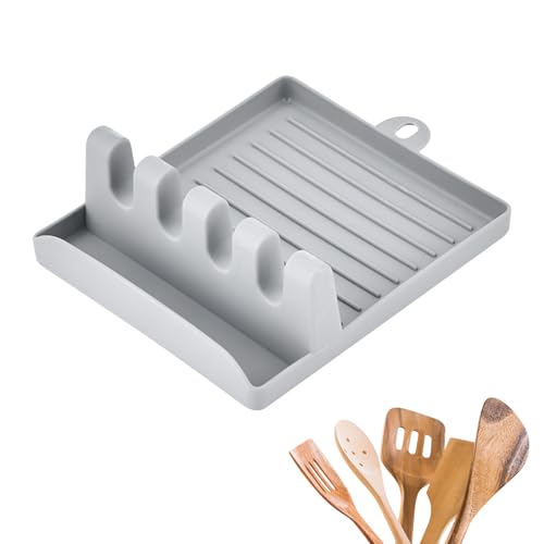 Paint Brush Holder with 4 Slots, Brush Rest Organizer with Drip Tray for Watercolor, Acrylic, Oil Painting and Art Supplies, Light Gray - color: Light Gray
