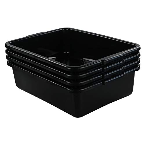 Teyyvn 13 L Plastic Bus Box, Commercial Wash Basin Tote Box, 4-Pack, Black - color: black, size: 13 L