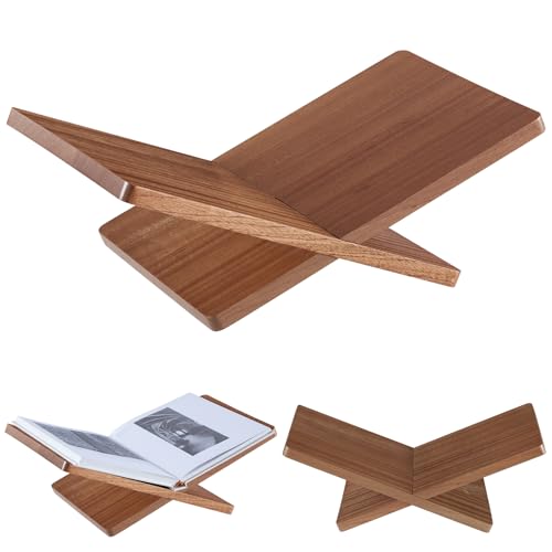Solid Wooden Book Stand for Desktop Display & Reading –15.7" x 9.4" x 5.7” Extra Large Wood Open Book Holder for Cookbook, Bible, Recipe, Textbook, Magazine (African Sapele) - color: African Sapele
