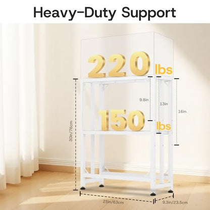 Fish Tank Stand,10 Gallon Heavy Duty Metal Aquarium Stands, Reptile Tank, Turtle Tank, Breeder Tank Stand, 220LBS Capacity Terrarium Stand Rack with 2-Tier Storage Shelves (White, 24.8"x9.2"x30") - color: White, size: (10 Gallon)24.8"x9.25"