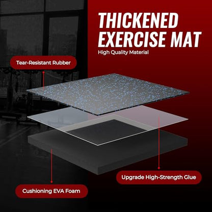 SUPERJARE 0.79'' Extra-Thick Exercise Equipment Mats, 48 Pcs 192 Sq Ft Rubber Top Floor Tiles with High Density EVA Foam, Interlocking Gym Flooring for Home Gym, Workout Mat, Black/Blue - size: 48 Tiles (192 Sq Ft)