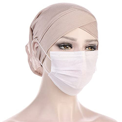 4 Pieces Muslim Under Scarf with Ear Hole Stretch Jersey Inner Hijabs Tube Caps for Islamic Women Turban Bonnet… - color: Wine+grey+coffee+beige