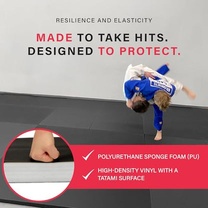 COCO MATS 'N MORE IJF Approved Judo and Martial Arts Mat – High Density Training Mat with Tatami Non-Slip Vinyl Surface, MMA Mats & BJJ Mats for Gym & Home Training - color: Red