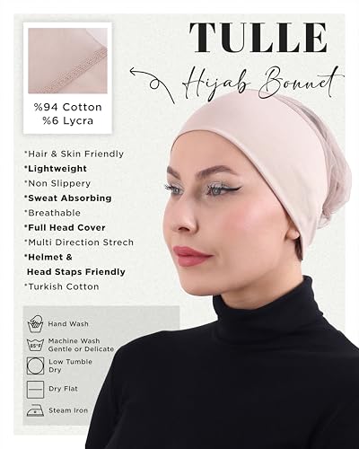 FabNest Chemo Headwear for Men & Women Breathable Cotton Blend Non Slip Cap - color: Light Beige