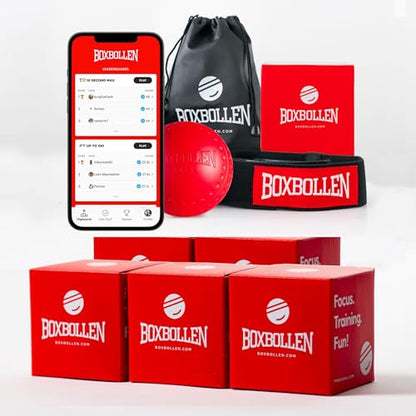 Boxbollen® Family 5 Pack Boxing Reflex Ball - Interactive Boxball App Integration - Hand Eye Coordination Training Ball -Boxing Equipment for Home -Christmas Gift for Family,Gift for Boxers, All Ages - size: Family Pack 5 Unit