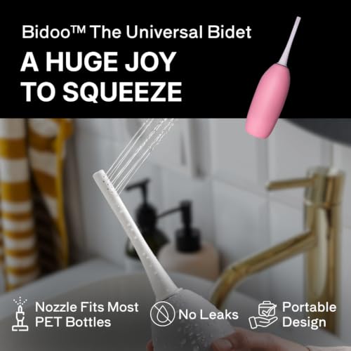 BIDOO The Universal, Portable Bidet (Pink Salt) with Cap and Travel Bag l Replaces Wet Wipes and Shower Toilet l Peri Bottle for Postpartum l Elder Care l New Moms l Pre and Post-Intimacy - color: Pink