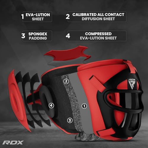 RDX Boxing Headgear MMA Muay Thai, Removable Face Grill, Head Gear for Sparring Grappling Martial Arts Kickboxing Taekwondo Karate BJJ Training - color: Red, size: Large
