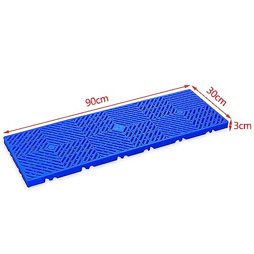 Display Pedestal Stand Plastic Pallet, Indoor/Outdoor Cold Warehouse Shipping Pads, Garage, Easy to Stack-Blue-2 Pack-90x30x3
