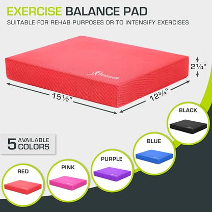 ProsourceFit Exercise Balance Pad, Non-Slip Cushioned Foam Mat & Knee Pad for Fitness and Stability Training, Yoga, Physical Therapy - color: Red, size: L - (15.5" x 12.75")