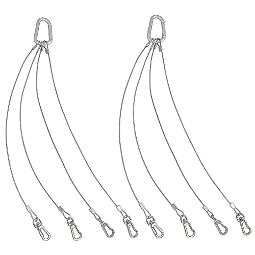 Rope Hanger 2pcs 304 Stainless Steel Basket Plant Hanger Holder Light Hanging Wire Rope for Light-Emitting Diode Grow Light, Aquarium Lighting Tank Lamp, Indoor and Outdoor Plant 34cm