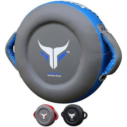 Mytra Fusion Boxing Round Pad Kickboxing Coach Training Punching Focus Mitts for Martial Arts, MMA & Muay Thai, Strike Boxing Focus Pads for Speed, Focus & Accuracy - color: Grey/Blue