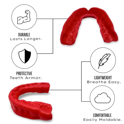 Zero-G Sports Mouthguard Red 1-Pack - Adult Size - Boil & Bite - Basketball, Football, Soccer, Baseball, Hockey, Lacrosse - color: Red