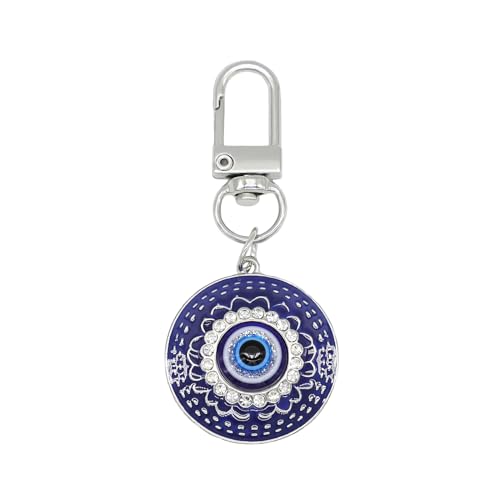 Evil Eye Keychain Hamsa Hand keychain Protection Charm for Men Women Car Key Ring Bag Purse Accessories - color: Silver Blue Eye