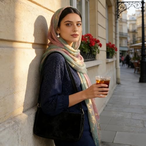 Hijab Scarf for Women Fashion Printed Modal Hijab Head Wrap Scarves Lightweight Long Scarf Shawls - color: Watercolor J