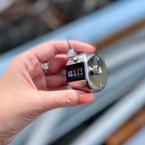 BuyJumpRopes Tally Counter, Professional Grade Stainless Steel H-102 Clicker Counter - Japanese Made 4-Digit Handheld Counter Clicker, Lap Counter, Pitch Counter Clicker, Multi-Use People Counter