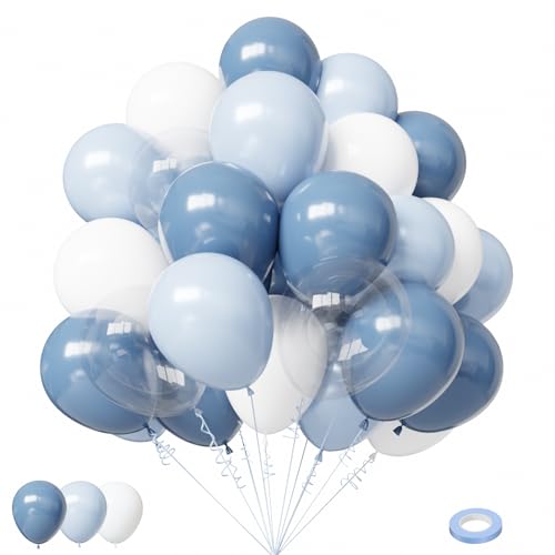 Lukiituke Dusty Blue Balloons, 60Pcs Blue and White Balloons - color: Dusty Blue and White
