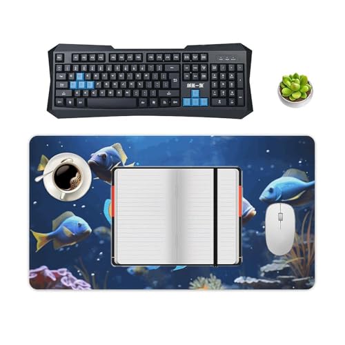 Large Size Gaming Mouse Pad Fishs Desk Mat Non-Slip Base Waterproof Desktop Writing Pad for Office Home - color: Fishs, size: 40X75cm
