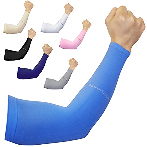 Cooling Arm Sleeves for Men & Women, UPF 50+ UV Protection - color: Blue-wrist