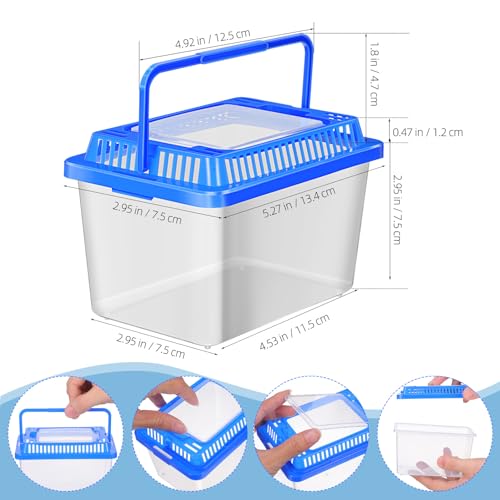 DOITOOL Portable Turtle Aquarium with Lid Small Travel Fish Tank Sturdy Plastic Reptile Carrier Box for Turtles and Aquatic Pets Home Use Terrarium
