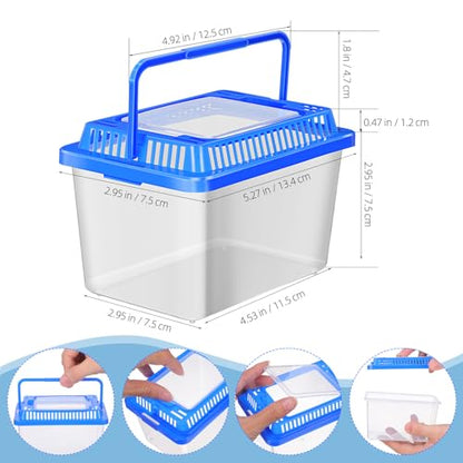 DOITOOL Portable Turtle Aquarium with Lid Small Travel Fish Tank Sturdy Plastic Reptile Carrier Box for Turtles and Aquatic Pets Home Use Terrarium