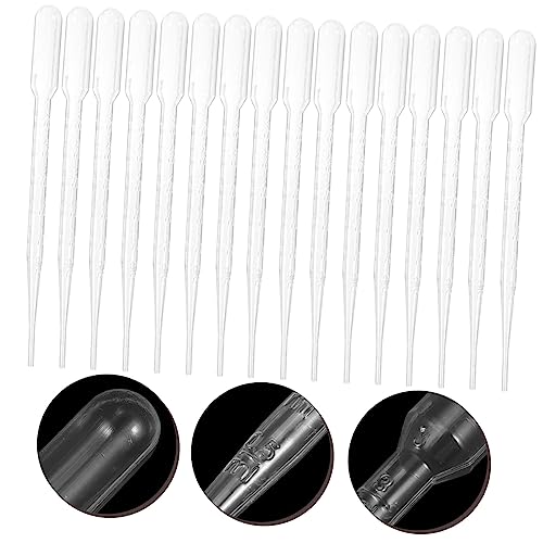 100pcs 3ML Pasteur Pipette Lab Transfer Pipettes Disposable Dropper for Mixing Washable Soft and Pliable