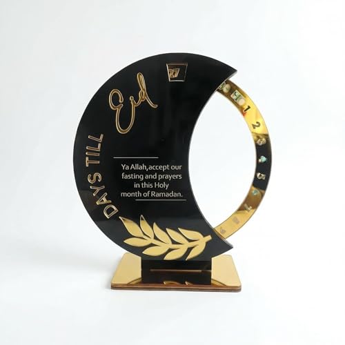Ramadan Countdown Calendar - Elegant Acrylic Circle with 30 Day Flips, Eid Mubarak Home Table Decor, Islamic Festival Gift & Celebration Reminder for Family (Countdown Calendar-Black) - color: Countdown Calendar - Black