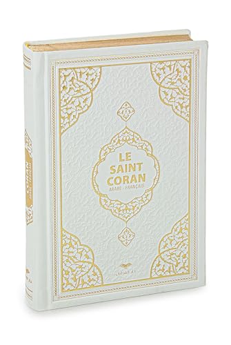 ihvan online Prayer Gift Set for Hajj and Umrah, Muslim Prayer Rug, Prayer Mat, Beads Taasbih, Holy Quran Translated French, Praying Mat, Islamic Gift Set for Ramadan & Eid, White - color: French White