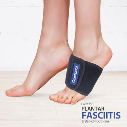 Comfpack Cold Therapy Wrap with 2 Gel Packs for Pain Relief, Reusable Gel Ice Pack for Arch, Foot, Wrist, Ankle, Relief for Arch Pain, Plantar Fasciitis, Instep Pain, Swelling, Extensor Tendonitis - size: Black, style: 1 Sleeve + 2 Gel Packs