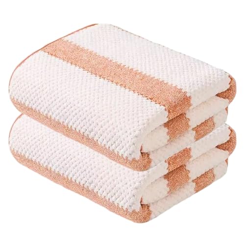 2-Pack Microfiber Bath Towels (27x54 Inches) - Ultra Soft & Quick Dry, 3X Absorbency, Lightweight for Gym, Yoga, Travel & Spa - Perfect for Home, Fitness & Post-Workout - color: White and Orange, size: 27*54 inches