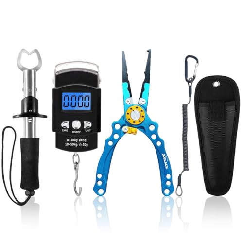 XBLACK Fishing Tool Kit Fishing Pliers Fish Gripper Fishing Scale Fish Grip Tools Set Saltwater Resistant Fishing Gear - color: Advanced Set - B
