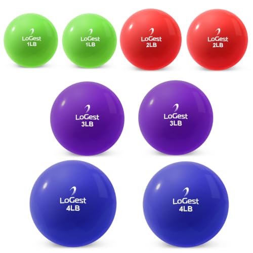 Logest Weighted Toning Exercise Balls Pair - Round Shape Medicine Ball - 1LB 2LB 3LB 4LB 5LB 6LB Available - Toning Muscle for Men & Women - size: Set - 1LB 2LB 3LB 4LB Pair (8 Balls Total)
