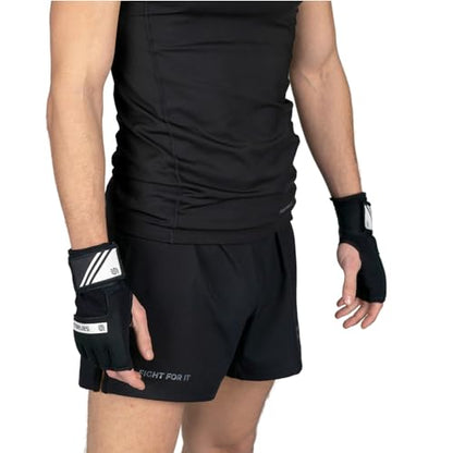 Sanabul Gel Boxing Hand Wraps for Men & Women Muay Thai MMA Kickboxing Quick Wraps Boxing Inner Gloves Wrist Knuckle Protection - color: Black/White, size: Large-X-Large