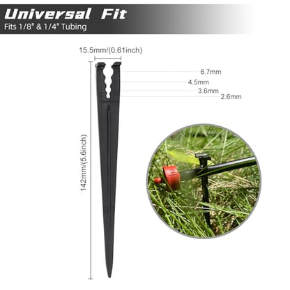 100 Pack Drip Irrigation Stakes for 1/8" to 1/4" Inch Drip Irrigation Tubing Hose Irrigation Support Stakes 5.79" H Suitable for Raising the Height of Drip Emitters/Heads or Drip Irrigation Parts - size: 100PCS Drip Irrigation Stakes