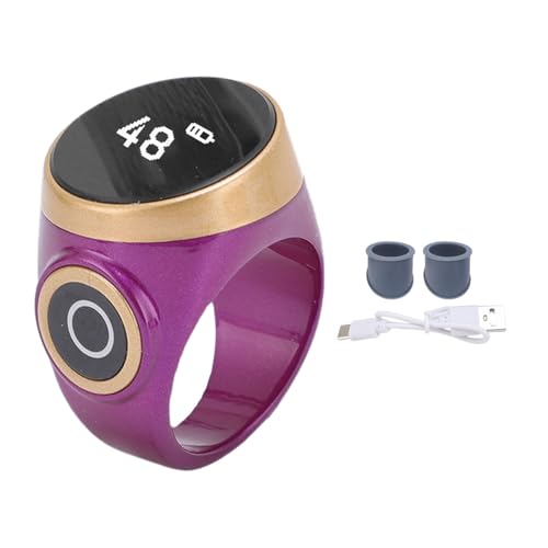 Smart Counter, Digital LCD Screen Rechargeable Electronic Tally for Muslim Islamic Prayer Work Sports, Finger Counter Touch Control - color: Purple