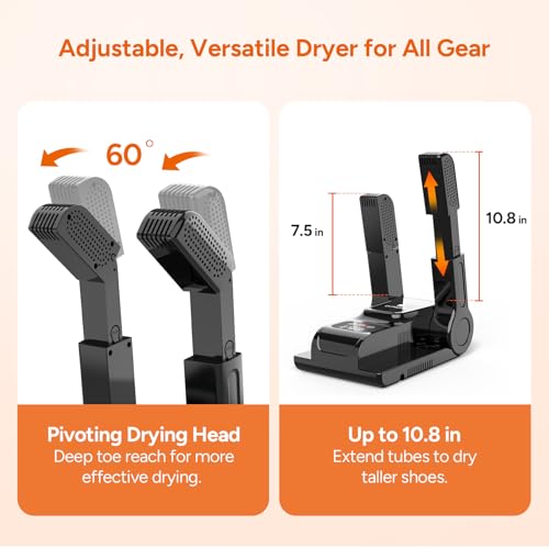 DR.PREPARE Boot Dryer Shoe Dryer, Glove & Boot Warmer with Heat Blower, Adjustable Rack & Timer for Shoes, Gloves, Hat, Socks