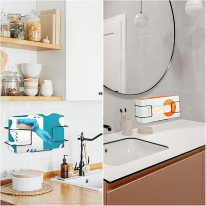 acDesign 2Pcs Glove Box Holder Black Glove Dispenser for Disposable Gloves, Tissues, Gloves Holder on Wall in Lab, Kitchen, Bathroom