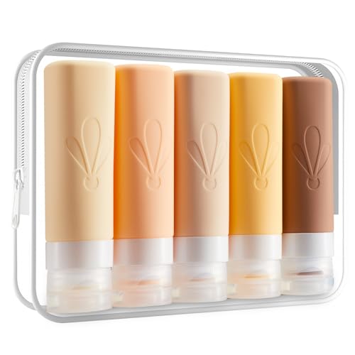 INSFIT Travel Bottles for Toiletries, TSA Approved 3oz Travel Size Toiletries, BPA Free Leak Proof Squeezable Silicone Tubes Travel Essentials for Shampoo Conditioner Lotion Soap - color: Apricot, size: 3 Ounces