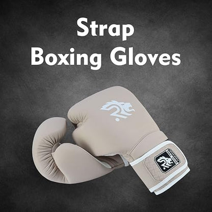 Ring Pro Leather Boxing Gloves with Strap – Premium for Training, Sparring, MMA, Kickboxing, Muay Thai (Unisex) - color: Skin, size: 16 oz