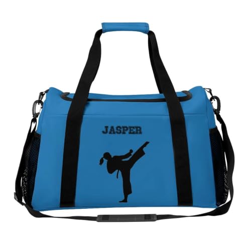 Custom Name Taekwondo Karate Duffle Bag for kids Boy Girls,Personalized Martial Arts Gear Bag,Water-Resistant Sparring Equipment Blue - color: Taekwondo Karate-10