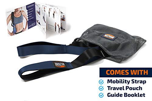 Brazyn Mobility Stretching Strap | Multi-Functional 12-Loop Strap for Stretching, Yoga, Physical Therapy, Pilates, Dance and Gymnastics - color: Navy