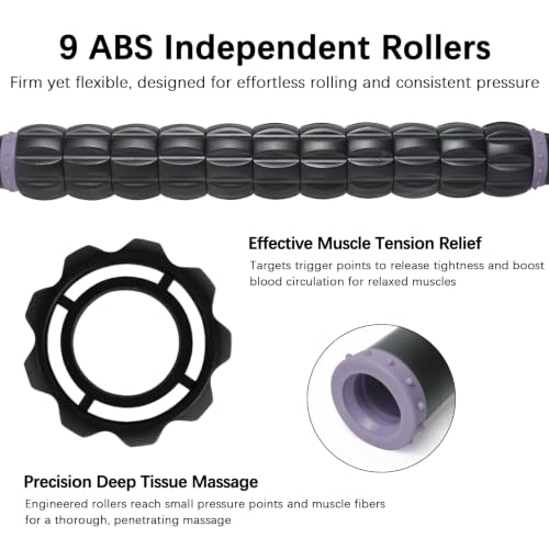 Muscle Roller Massage Roller Stick- (Dark Purple) | Lymphatic Drainage & Body Sculpting, Handheld Physical Therapy & Recovery Tool - color: Dark Purple