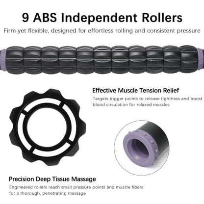Muscle Roller Massage Roller Stick- (Dark Purple) | Lymphatic Drainage & Body Sculpting, Handheld Physical Therapy & Recovery Tool - color: Dark Purple