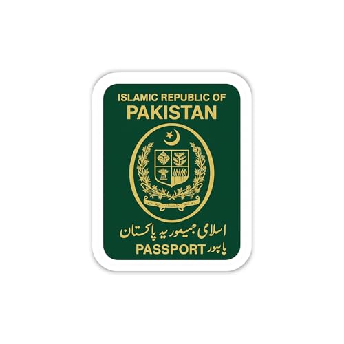 (3Pcs) Pakistan Passport Sticker - Green Islamic Republic Emblem Vinyl Decal for Laptop, Suitcase, Journal Desi Travel Aesthetic, Glossy Waterproof Finish 1.5"