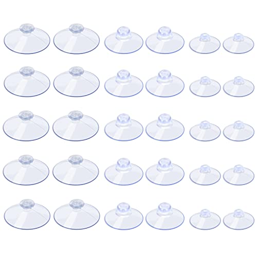 AQUANEAT 30 Packs Suction Cups Without Hooks 0.8/1.2/1.8 Inch Clear Sucker Pads for Glass Home Organization Decoration - size: 0.8"+1.2"+1.8"