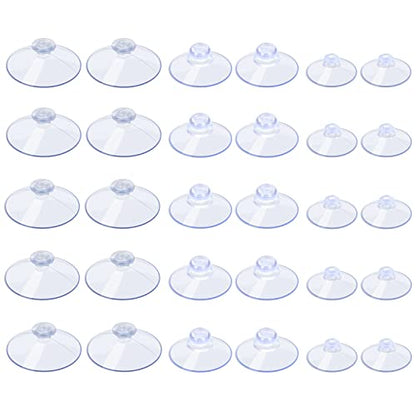 AQUANEAT 30 Packs Suction Cups Without Hooks 0.8/1.2/1.8 Inch Clear Sucker Pads for Glass Home Organization Decoration - size: 0.8"+1.2"+1.8"