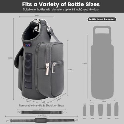 icolor Magnetic Gym Bag Water Bottle Carrier Holder with Phone Pockets & Shoulder Strap,Gym Magnetic Bag 5 Built-in Magnets Gym Accessories Organizer Sling Bottle Bag Pouch Sleeve - color: Gray