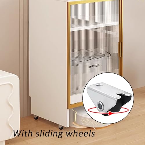 Robot Vacuum Cleaner Storage Rack,Robot Vacuum Storage Cabinet with Glass Door, Mobile Sweeping Robot Rack, Hidden Vacuum Organizer, Floor Aquarium Stand for Living Room (Gray & Black)